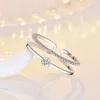 18K Rose Gold Dual Layer Women Ring Band Finger Open Adjustable Diamond Rings Engagement wed Fashion Jewelry Gift Will and Sandy