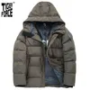 TIGER FORCE winter Men's jackets Mid-length Hooded Men's Winter Jacket Lining printing Warm Casual markers man Parka 70750 211216