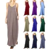 Women Solid Long Beach Maxi Boho Dresses Summer Casual Spaghetti Strap Dress Clothing