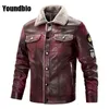 Herfst mannen warm dikke fleece lederen jas mannen winterjas casual mode militaire pilot motorfiets lederen jas mannen 211111