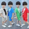 衣料品セット夏の子供の半袖スーツ男の子業績誕生日パーティー衣装キッズブレザーショーツパンツドレスホストアウトフィット1