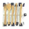 Bamboo Cutlery Set Travel Eco Friendly Flatware Set Knife Fork Spoon Straw Wooden Camping Cutlery