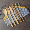 Dinnerware Sets Portable Flatware Natural Bamboo Straw Spoon Fork Knife Chopsticks Cleaning Brush Kitchen Utensil Cutlery Set SN2780