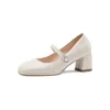 Dress Shoes 2021 Spring Elegant Ladies Mary Janes Pumps met parels gesp chunky High Heels Dames plus maat 33-48