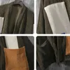 Japan Style Men Corduroy Kimono Jacket Color-blocking Patched Design Drop Shoulder Haori Oversize Loose Thin Coat 211110