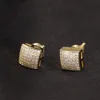 Mens Hip Hop Stud Earrings Jewelry Fashion Gold Square Simulated Diamond 925 Silver Earrings 8mm2924