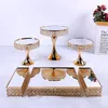 Andere Bakvormen 4-9pcs Crystal Metal Cake Stand Set Acryl Spiegel Cupcake Decoraties Dessert Voetstuk Bruiloft Display Tray301O