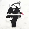 Casual Style Bikini Set Sexy Diepe V Badpakken Strand Reizen Luxe Brief Mode Vrouwen Ornamenten Split Badpak