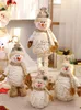 Juldekorationer Stor storlek Bronzing Plush Dolls Santa Claus Snowman Toys Xmas Figurines Gåva till barn Vit träd prydnad