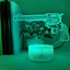 Creative Pistol Image Night Light LED USB 3D Illusion Nightlight Boys Room Настольная лампа Дети День рождения Подарочная атмосфера Украшения
