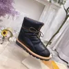 Womens Down Boots PILLOW Ankle Boots Lace UP Fashion Outdoor Casual Shoes Lxury Leather Eiderdown Girls Ladies Print Snow Boot With Box NO330