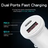 MINI 25W 12W Dual Ports PD USB C Car Chargers Snabb Charging Charger Type C USB-C Power Adapter för iPhone 12 13 14 15 Pro Max Samsung Tablet PC Android Phone GPS