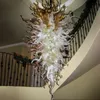 Lampe de lustre en verre soufflé à la main lumières LED personnalisées 60 pouces éclairage suspendu en chaîne de couleur marron pour escalier d'hôtel à la maison 150 CM de Long