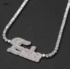 Custom Name Cursive Engrave Letter Necklace with 20inch Tennis chain for Men Women Micro Pave Pendant Solid Back Hip Hop Rock Stre7799396