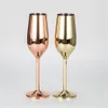 Champagne fluit goblet slanke cocktail bril 18/8 roestvrij staal 200 ml / 6.5oz wijn beker martini glazen hoog stammed onbreekbaar 1-muur skinny shinny gepolijst