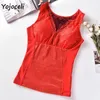 Yojoceli 섹시한 레이스 벨벳 따뜻한 캐미솔 최고 속옷 기본 카메인 쉐이핑 210609