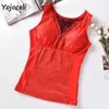 Yojoceli sexig spets sammet varm camisole toppunderkläder grundläggande camis formning 210609