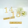 Party Decoration Centerpieces Luxury Clear Acrylic Wedding Table Numbers Holders ,Calligraphy Gold Mirror Signs,