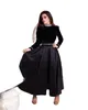 Black Velvet Satin Saudi Arabia Midi Prom Dresses Manica lunga Sequines Sequenze di sera formale Dubai Donne Party Gowns