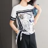 Sommer Chiffon T-Shirts Frauen Übergroße Lose Beiläufige Weibliche Kleidung Kurzarm Tops Shirts Damen Spitze-Up T-shirts Hemd 210601