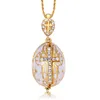 test Bijoux Émail Fait À La Main Pâques Jésus Croix Fabergé Oeuf Pendentif Charme Cristal Strass Collier piercing Cadeau Aux Femmes5748003