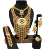 Dubai 24k Gold Big Jewelry Sets Women Wedding Long Necklace291W