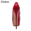 Eilyken 봄 / 가을 패션 펌프 신발 여성 하이힐 펌프 16cm 플랫폼 신발 섹시한 결혼식 신발 211130