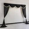 Party Decoration Black Backdrop Swag With Tassel 6M 20FT Formal Event Stage Background Drapes For Curtain Ice Silk