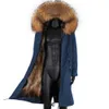 Vattentäta män Parka Vinterjacka Mode Varm Lång Kanin Fur Coat Man Parkas Natural Ytterkläder Streetwear 210916