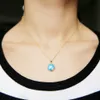 Dernier collier pendentif en forme de goutte et étoile 100% 925 Sterling Silver Fine Jewelry Blue Fire Opal Gem Summer Beach Jewelry Gifts Q0531