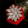 Para mulheres prata cor snowflake cz camisola cardigan clip clip broches super brilhos de jóias finas