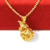 Chains Sand Gold Gourd Pendant Fu Lu Yellow Hollow Necklace Gold-plated 24K Non-fading Fashion Jewelry Charms Designer