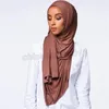 Donna di moda musulmana calda morbida hijabs scialpa a scialle di cotone normale sciarpe donne turbanti a scialli lunghi scialli a testa in fascia abaya