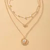Łańcuchy vintage sinulation perł geometryczny wisiorek słoneczny Choker Naszyjnik dla kobiet moda złota biżuteria bijoux 3319664