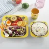 5 teile/sätze Baby Dish Geschirr Set Natürliche Bambus Faser Schüssel mit Tasse Löffel Platte Gabel Fütterung Gerichte für Kinder Utensilien großhandel 210226