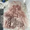 2021 novo feminino com decote em O estrelas malha com lantejoulas brilhante vestido de fada feminino elegante bling gaze princesa vestidos puff vestidos de festa x0629