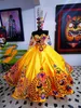 2022 modesto amarelo quinceanera vestidos charro estilo mexicano bordado três quartos mangas corporta de volta doce 15 vestido 16 meninas vestido de bola inchado