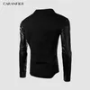 CARANFIER Chaquetas de cuero empalmadas para hombre Abrigos vintage de invierno Cuello alto sólido Motocicleta Slim Fit Bolsillos con cremallera Prendas de abrigo 211111