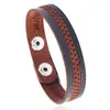 Embroider Leather Bracelets Button Adjustable Bangle Cuff for women men Fashion Jewelry