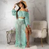 Seksowne sukienki z długim rękawem Dresses Beachwear Cover Ups Hollow Out Swimsuit Kobieta Bathers Tassel Beach Lato Sukienka Suknia