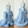 Robes de soirée à manches longues 2021 Designer Ruffles Ruffles Sweep Train Made Prom Prom Party plus taille