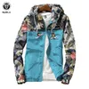 Ruelk Primavera e Outono Moda Masculina Casual Floral Capuz Com Capuz De Mangas De Mangas De Mangas Jaqueta Men's Cool Windbreaker M-5XL 210818