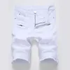 Zomer nieuwe mannen jeans shorts knielengte effen kleur gepersonaliseerde rits ontwerp mode mannelijke denim shorts merk kleding x0705