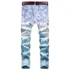 Men's Plus Size Pants fashion casual wear denim high waist elastic tie dye homme skinny stacked jeans for men