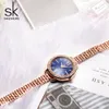 Shengke Luxury Crystal Women's Quartz Watch Sk Brand Women Welkes Rose Gold Ladies Relógio Relógio Feminino New Zegarek Damski T200519