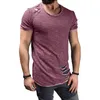 IceLion 2021 Summer Cotton T-shirt Hommes Fashion Hole T-shirt à manches courtes Solid Slim Fit O Cou Tops Casual Tshirt DropShipping 210317