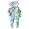 Pagliaccetto con cappuccio a maniche lunghe per bambini Boy Girl Winter Clothes Zipper Fleece 6-24M nato Costume generale 211011