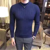 Men's Sweaters Men's 2022 Style Male Autumn And Winter Thermal Knitted Sweater/Male Slim Fit High Collar Striped Pullover Sweater Knit