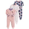 born Infant Baby Jungen Mädchen Strampler Baumwolle Langarm Pyjama Overall Kleinkind Kleidung Outfits 3 Teile/los 211011