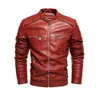 Mode Männer Jacken Herren Stehkragen Mantel Männliche Leder Jacke Slim Fit Motorrad Oberbekleidung Herbst Fleece Mäntel